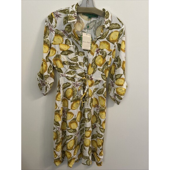 NWT Alex & Parker Small Lemon Floral Dress, Drawstring Waist Light Cotton - Picture 2 of 10